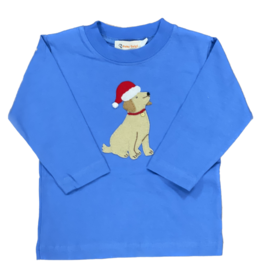 Luigi LS Blue Shirt with Santa Dog