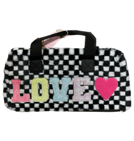 OMG Accessories LOVE Checker Black Duffle Bag