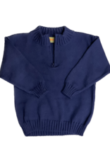 Luigi 1/4 Zip Mock Crewneck Sweater Navy