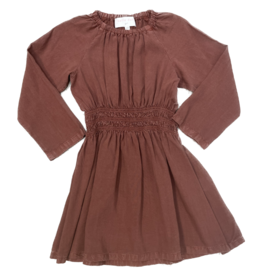 Bella Dahl Girl Smocked Waist Raglan Sleeve Dress, Amber Brown