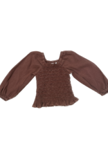 Bella Dahl Girl Blouse Sleeve Smocked Top, Amber Brown