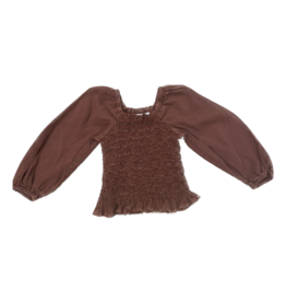 Bella Dahl Girl Blouse Sleeve Smocked Top, Amber Brown