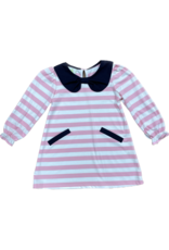 Zuccini Ava Knit Dress, Pink Stripe with Navy Bow