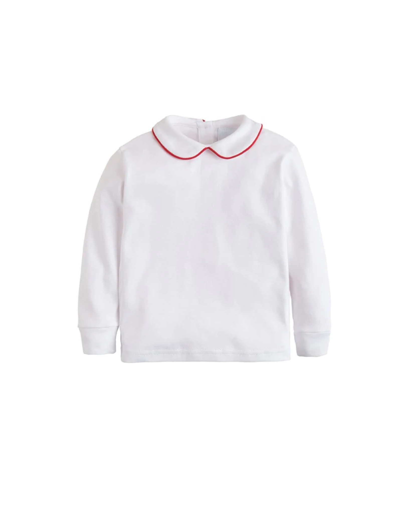 Little English Piped Peter Pan Collar Shirt, Red