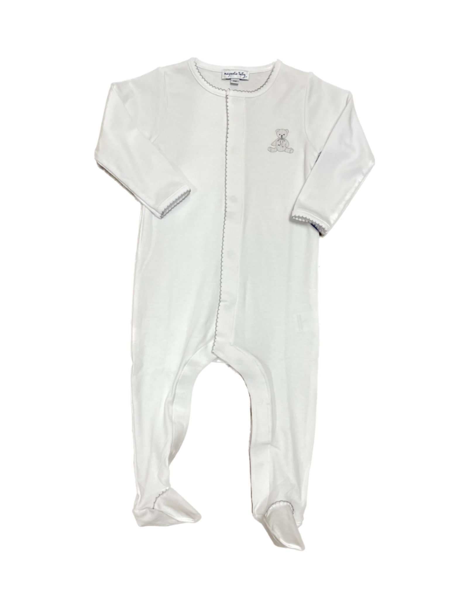 Magnolia Baby Lil' Teddies Embroidered Footie, Silver