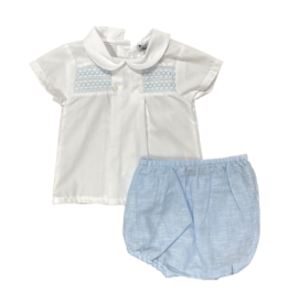 Babidu Diaper Set with Smocked Top (40440), Celeste