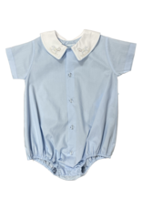 Auraluz Blue Button Front Bubble w/ Tiny Rocking Horse Embroidery