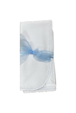 Auraluz White Receiving Blanket with Blue Scallop Trim