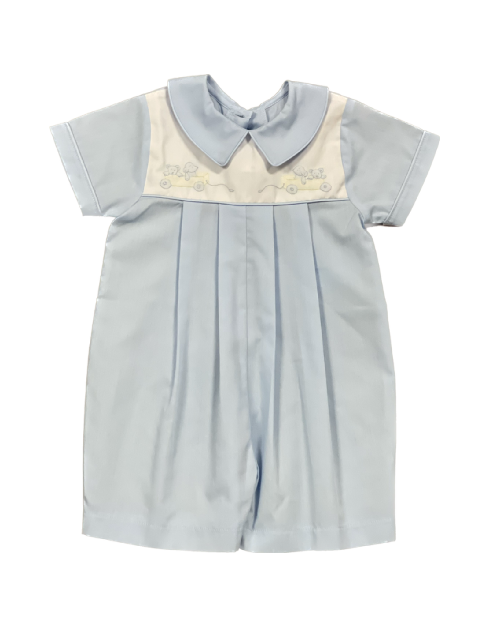 Auraluz Blue Shortall with Toy Wagon Embroidery (567)
