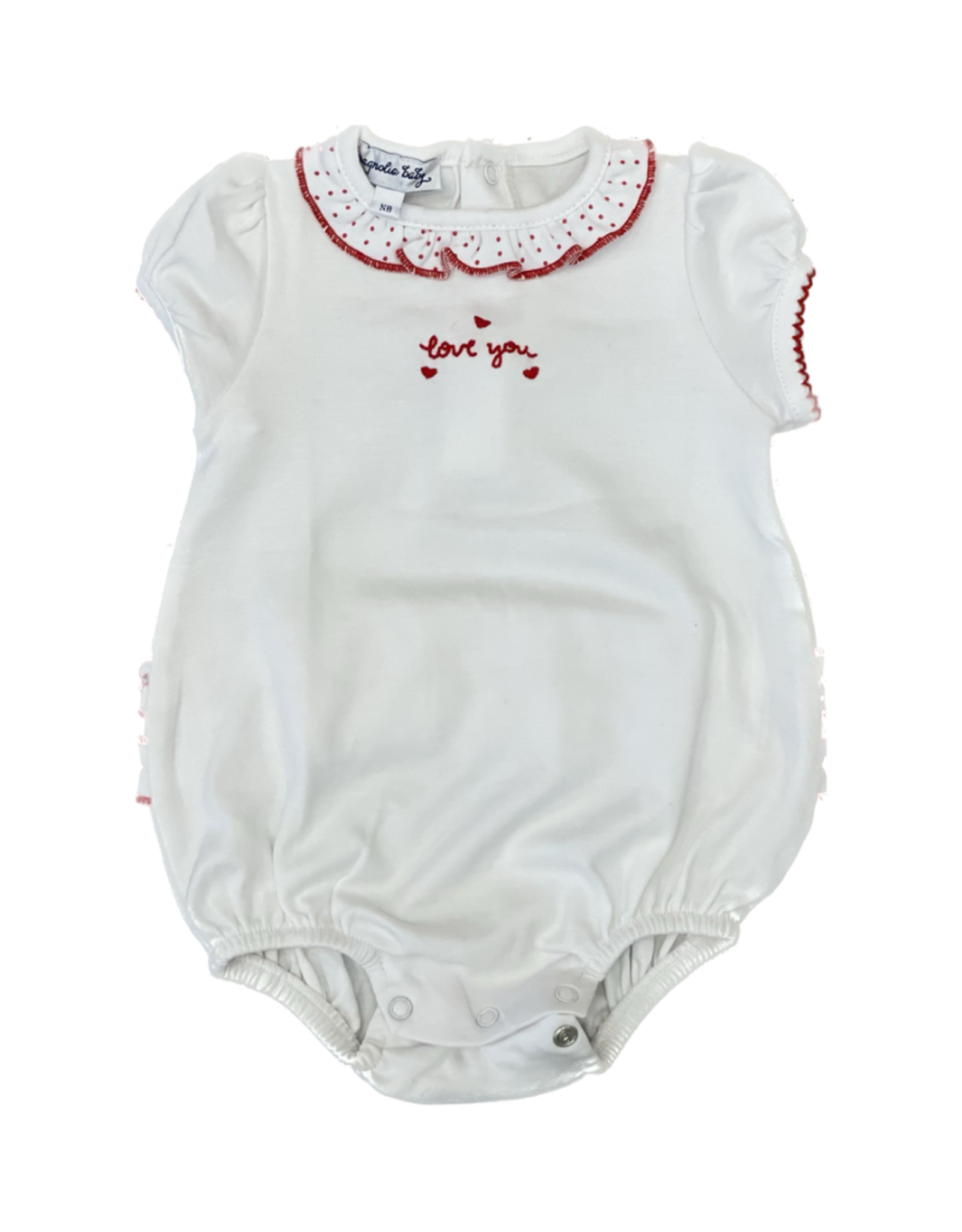 Magnolia Baby Love You Embroidered SS Ruffle Bubble