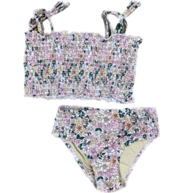 Shade Critters Pink Ditsy Floral Smocked Bikini