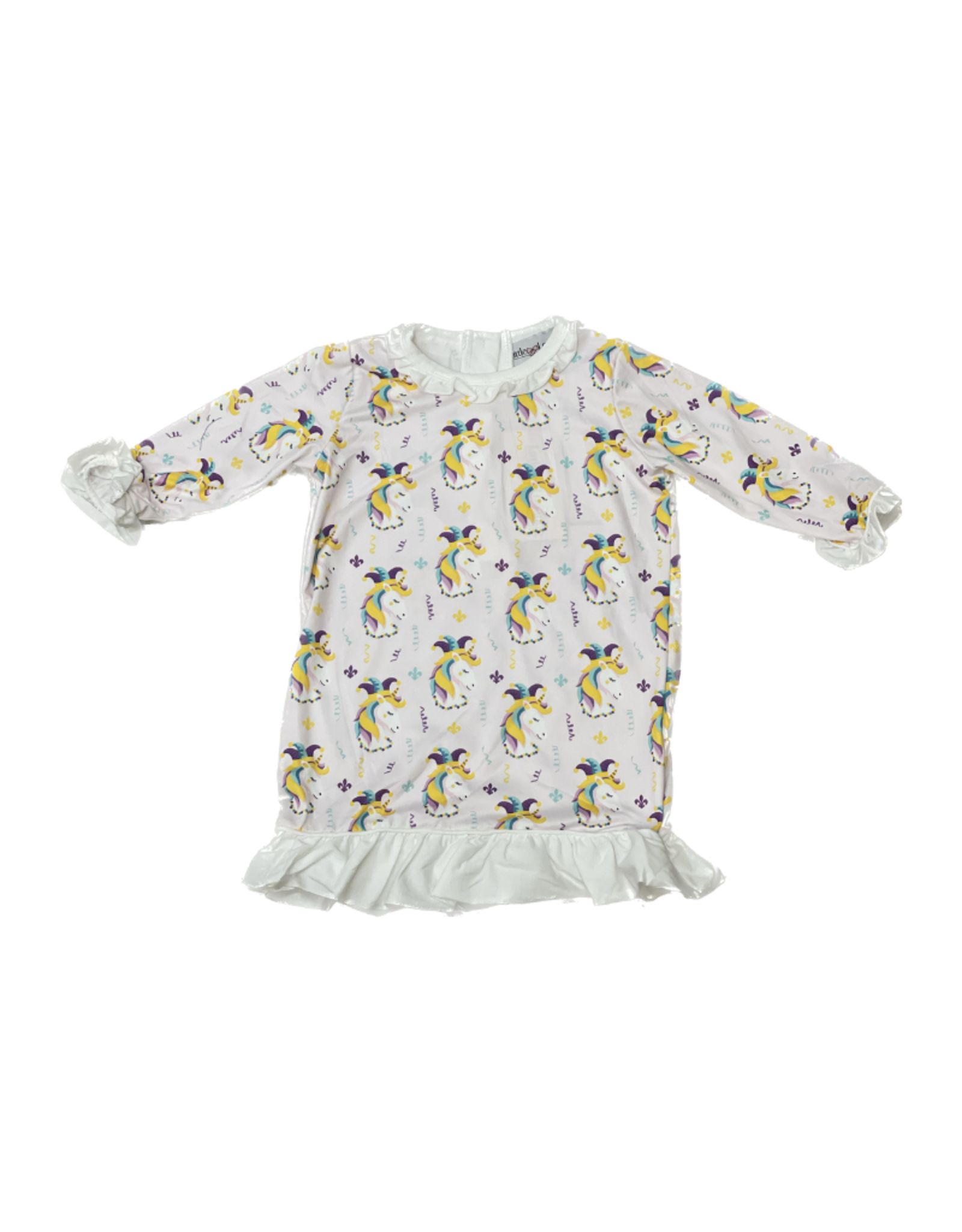 Little Louanne Mardi Gras Unicorn Ruffle Gown