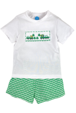 Krewe Kids Smocked Clover Construction Short Set