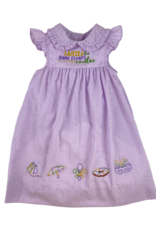 Krewe Kids Laissez les Bon Temps Rouler Lavender Gingham Dress