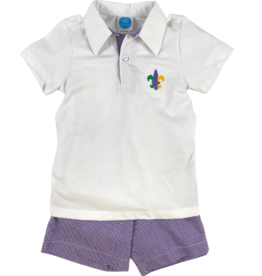 Krewe Kids Mardi Gras Fleur de Lis Polo Set