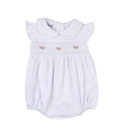 Magnolia Baby Lindsay and Luke Smocked Collared Pink Flutters Bubble