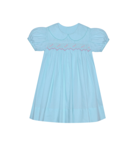 Seafoam Aqua Blair Dress w/ Pink Smocking