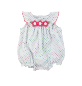 Florence Eiseman Dot Knit Romper with Applique Flowers