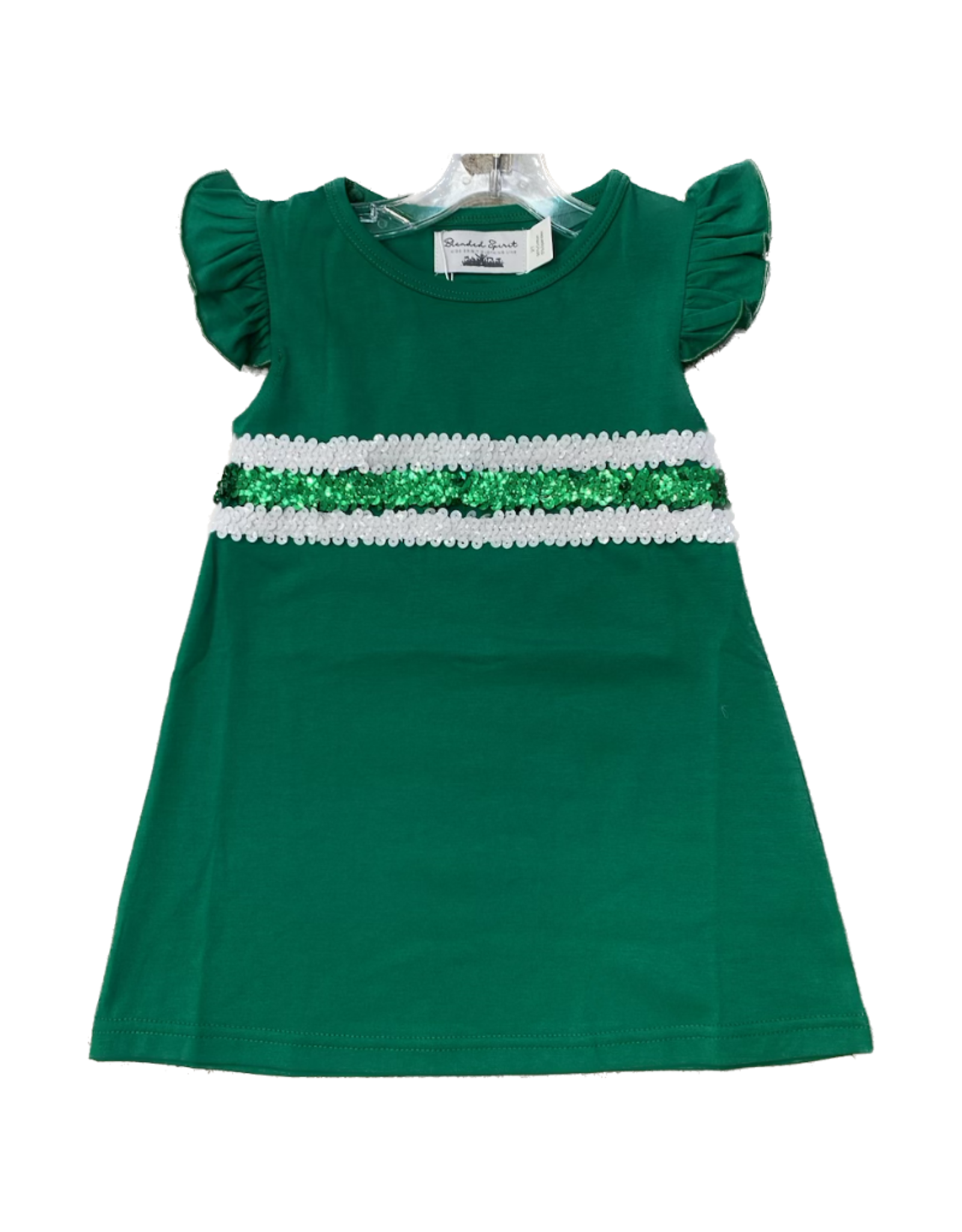 Blended Spirit Green/White Flutter Sequins Dress