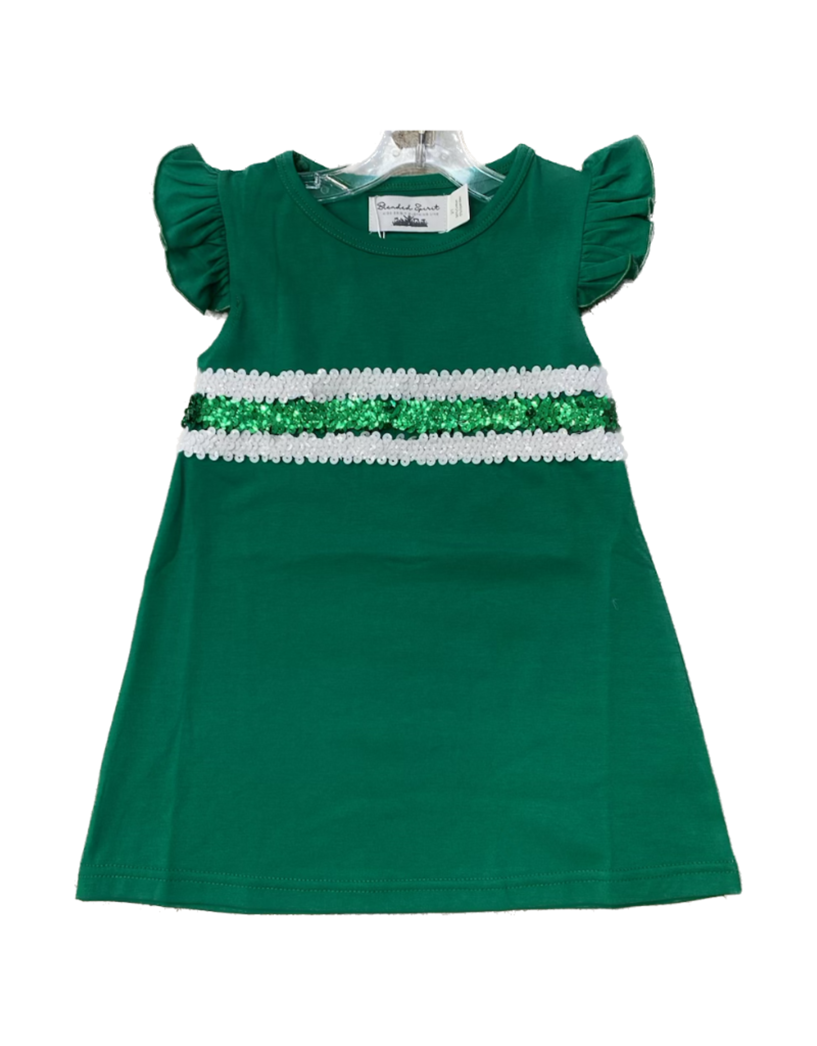 Green/White Flutter Sequins Dress