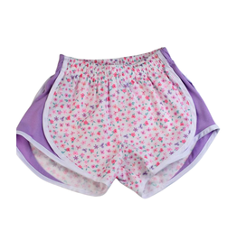 Color Works Pastel Floral Shorts with Lavender Side