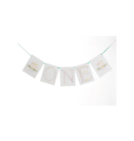 Over The Moon ONE Birthday Banner Blue