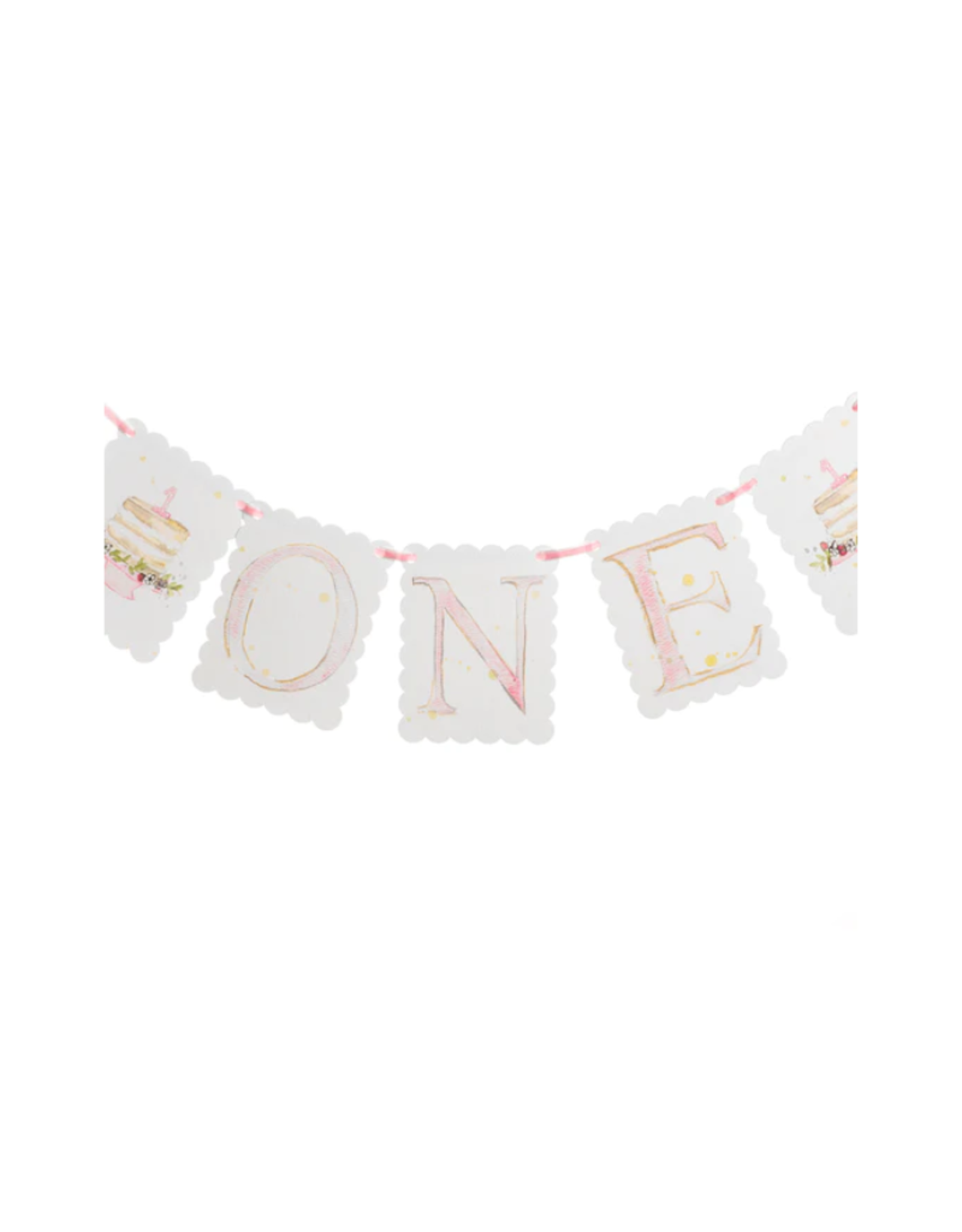 Over The Moon ONE Birthday Banner Pink
