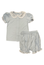 Auraluz 2 PC Blue Knit Bloomer Set (6820) w/ Bows