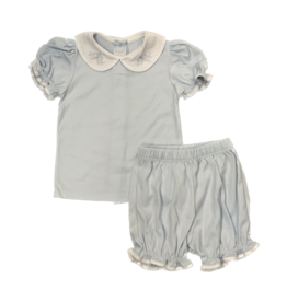 Auraluz 2 PC Blue Knit Bloomer Set (6820) w/ Bows