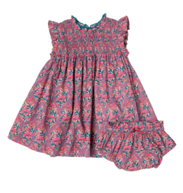 Pink Chicken Baby Girls Stevie Dress Set, Lavender Posey Block Print