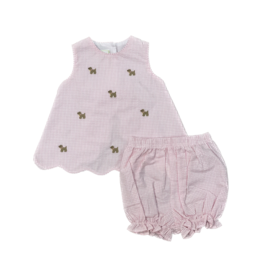 Zuccini Pink Gingham Seersucker Dog Sundae Bloomer Set