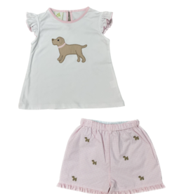 Zuccini Dog Applique Top and Embroidered Short Set