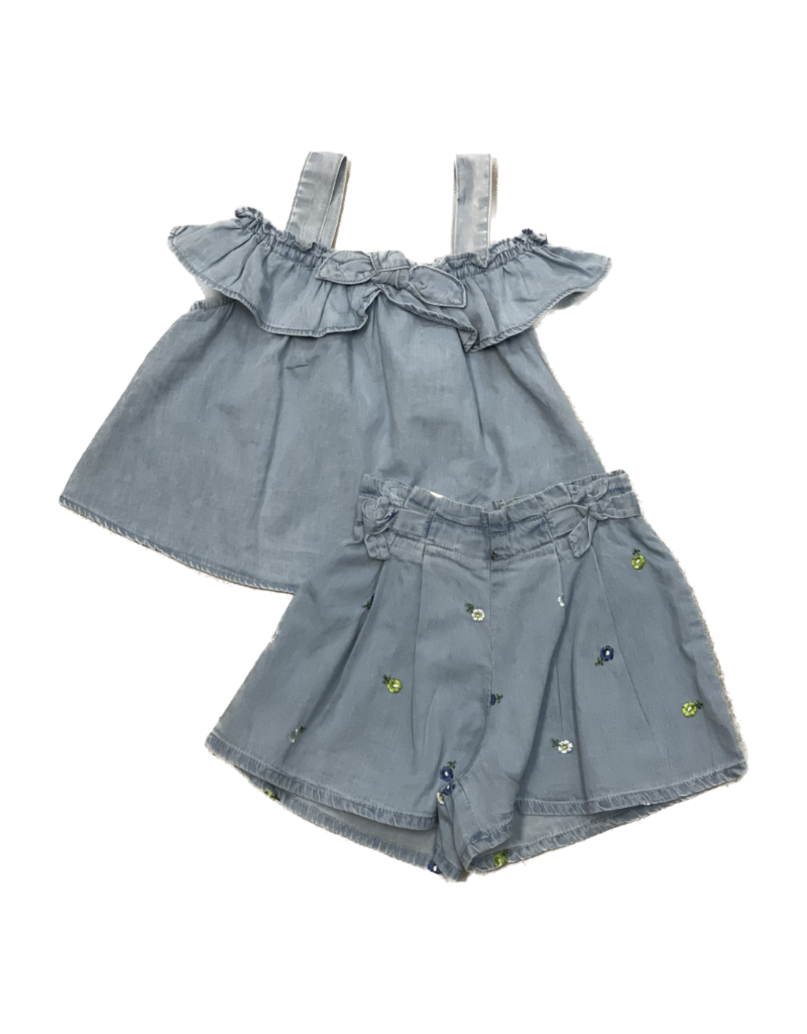 Mayoral Chambray Embroidered Short Set