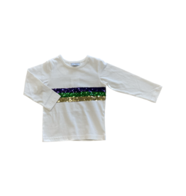 Lulu Bebe LLC Mardi Gras Sequin Stripe Crew Neck Tee