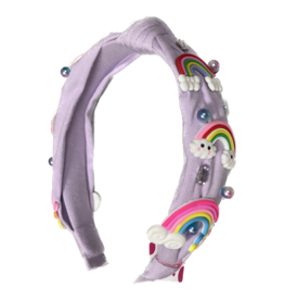 Bari Lynn Cotton Charm Headband Lavender Rainbows
