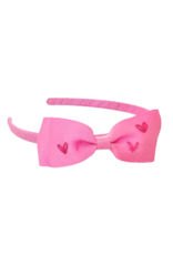 Heart Stitched Grosgrain Bow Headbands Pink