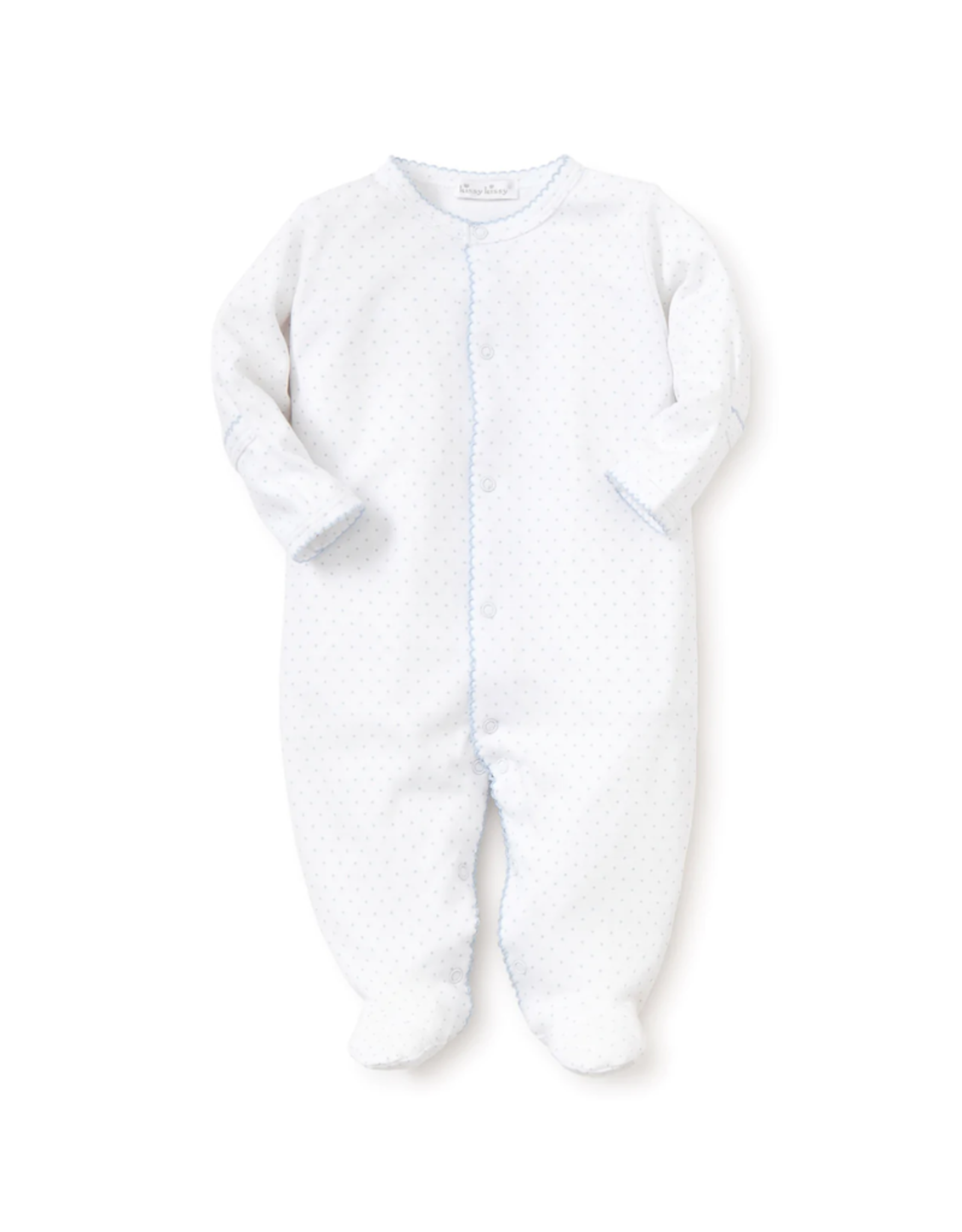 Kissy Kissy New Kissy Dots Print Footie, White/ Lt Blue