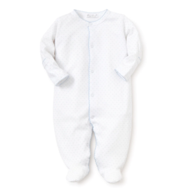 Kissy Kissy New Kissy Dots Print Footie, White/ Lt Blue