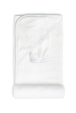 Kissy Kissy New Kissy Dots Towel w/ Mitt, White/Lt Blue