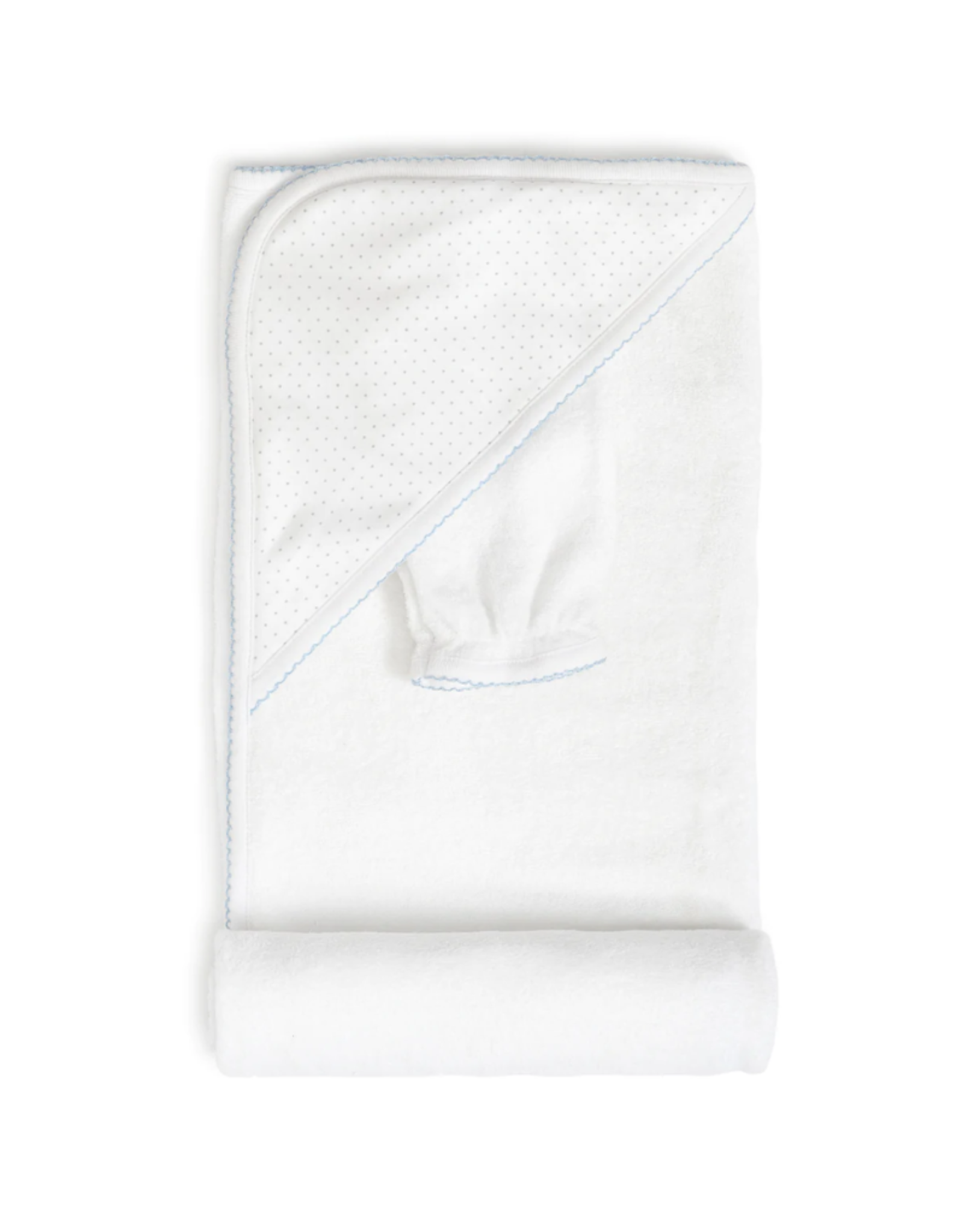 Kissy Kissy New Kissy Dots Towel w/ Mitt, White/Lt Blue