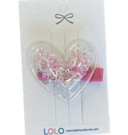 Lolo Headbands Pink Sprinkle Heart Shaker Clip