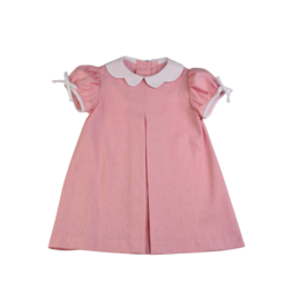 Funtasia Too Pink Linen Pleat Dress with Scallop Collar