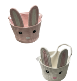 Two's Company Hand Crafted Woven Bunny Basket