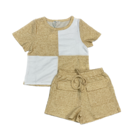 Hayden Los Angeles Contrast Waffle Knit Short Set in Mustard