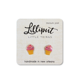 Lilliput Little Things Pink Ice Cream Cone Earrings