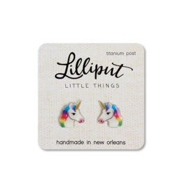 Lilliput Little Things Rainbow Unicorn White Earrings