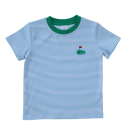 Itsy Bitsy Blue Stripe Golf Embroidered Shirt