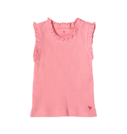 Pink Chicken Organic Ruffle Rib Tank, Peony