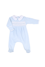 Magnolia Baby Kate And Luke Smocked Collar Boy Footie Blue