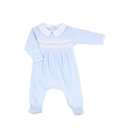 Magnolia Baby Kate And Luke Smocked Collar Boy Footie Blue